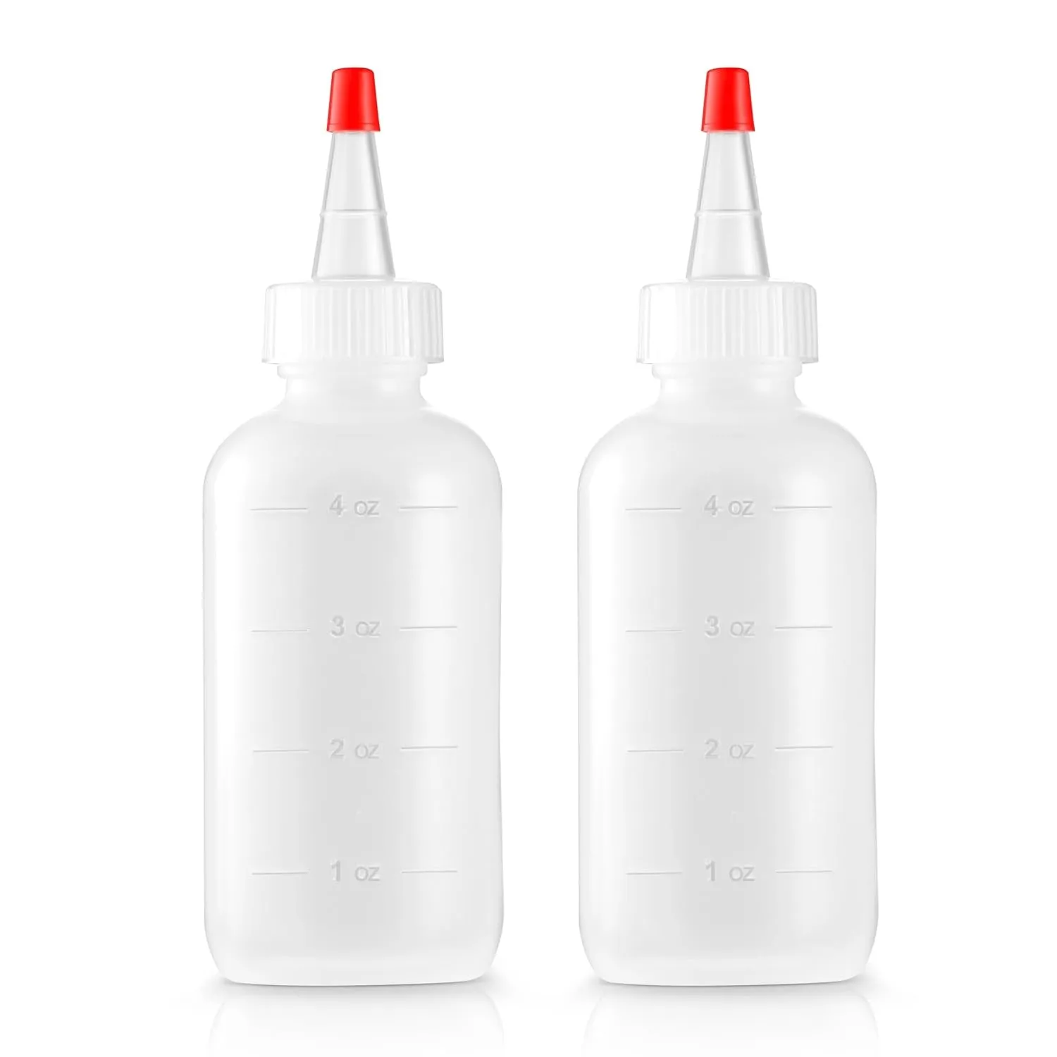 Soft Squeeze Hair Applicator Bottle for Hair Treatment, Scalp Oil, Root, Color, 4 Ounce Translucent with Measuring Scale and Cap, BPA Free, 2 Pack