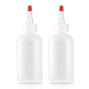 Soft Squeeze Hair Applicator Bottle for Hair Treatment, Scalp Oil, Root, Color, 4 Ounce Translucent with Measuring Scale and Cap, BPA Free, 2 Pack