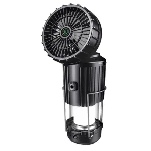 Solar Camping Lantern with Fan USB Rechargeable Camping Fan with Lantern for Camping Tent Hurricanes Power Outages Storm