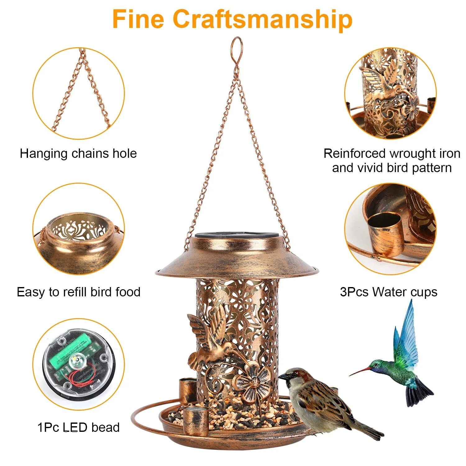 Solar Decorative Hanging Bird Feeder Lantern
