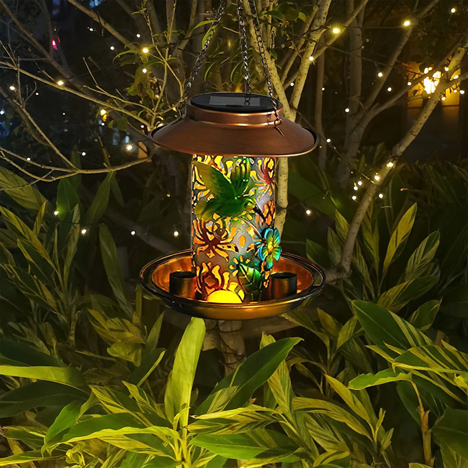 Solar Decorative Hanging Bird Feeder Lantern
