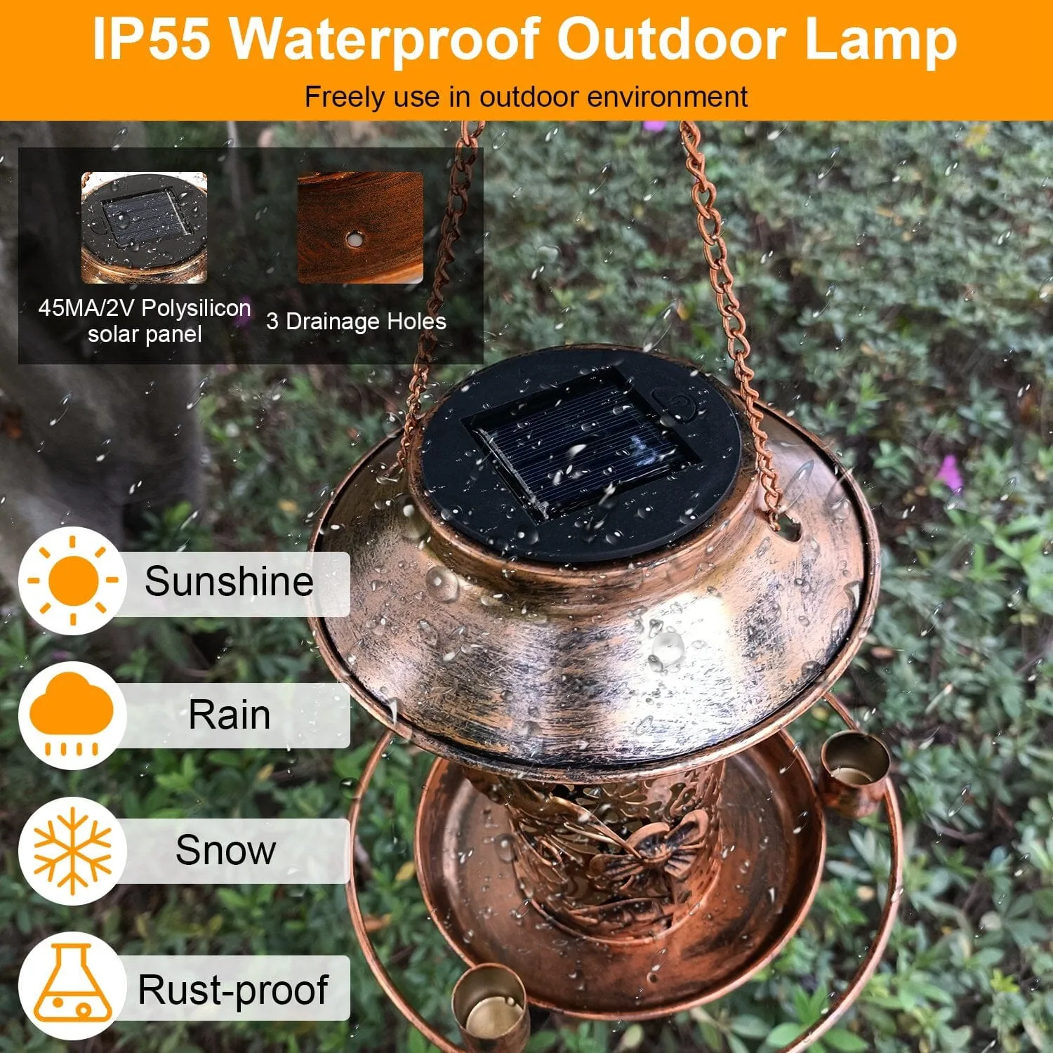 Solar Decorative Hanging Bird Feeder Lantern