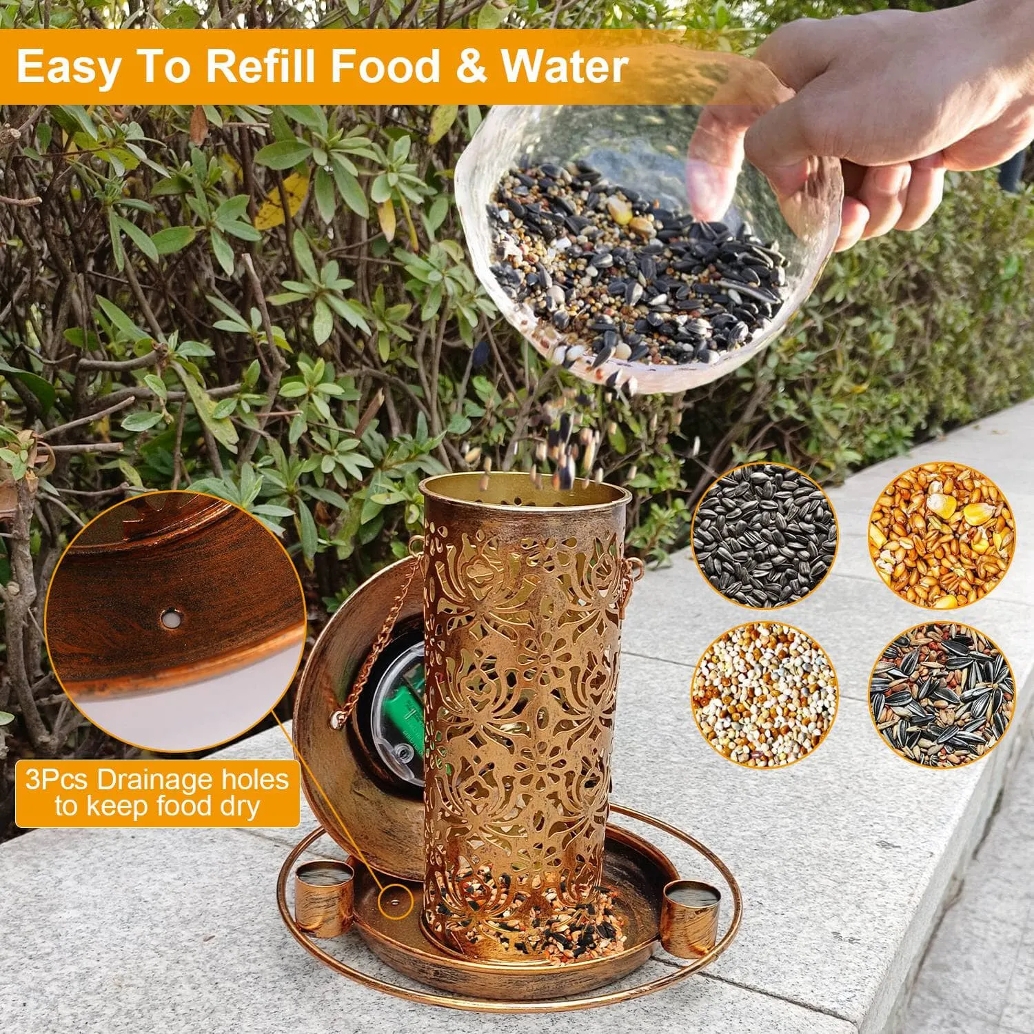 Solar Decorative Hanging Bird Feeder Lantern