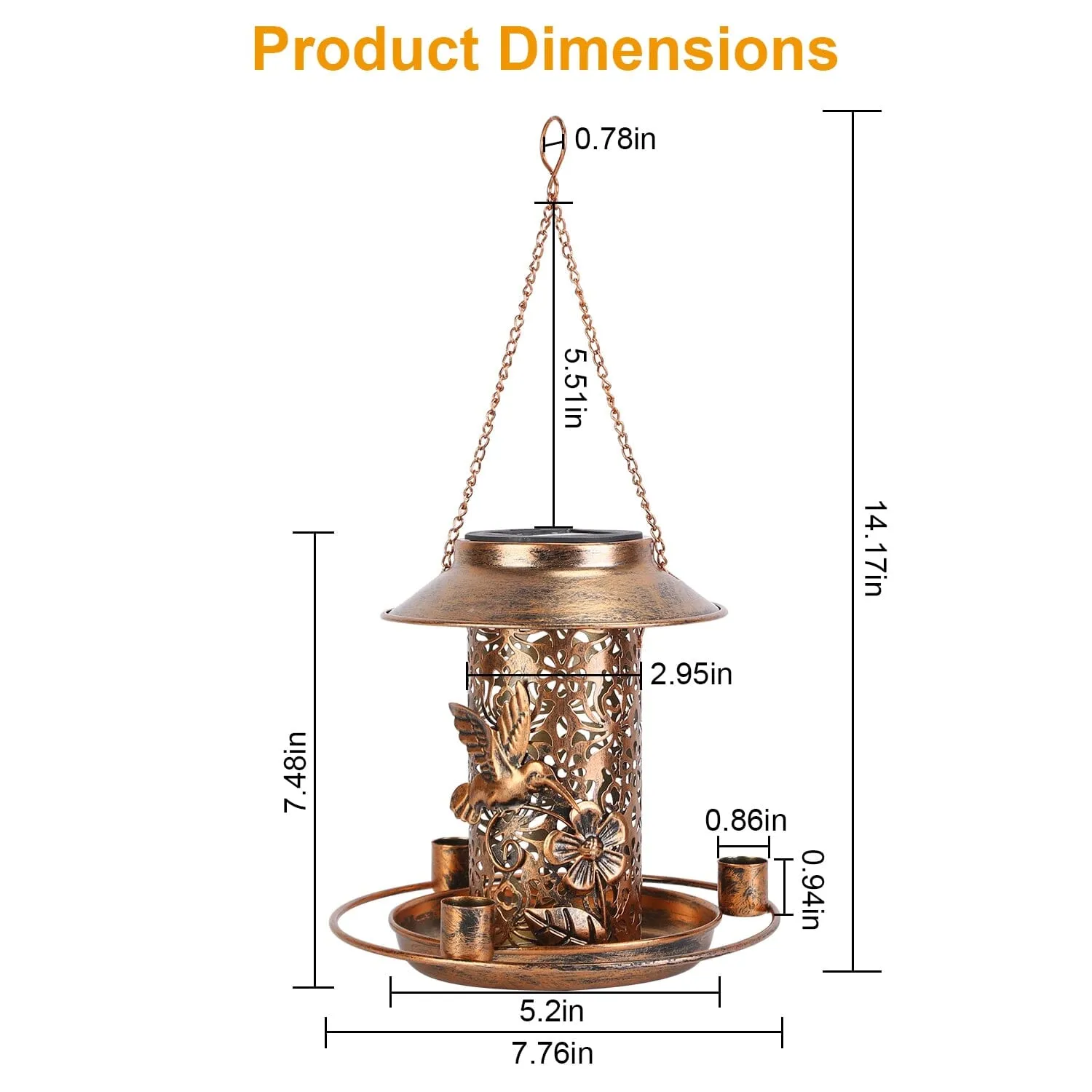 Solar Decorative Hanging Bird Feeder Lantern