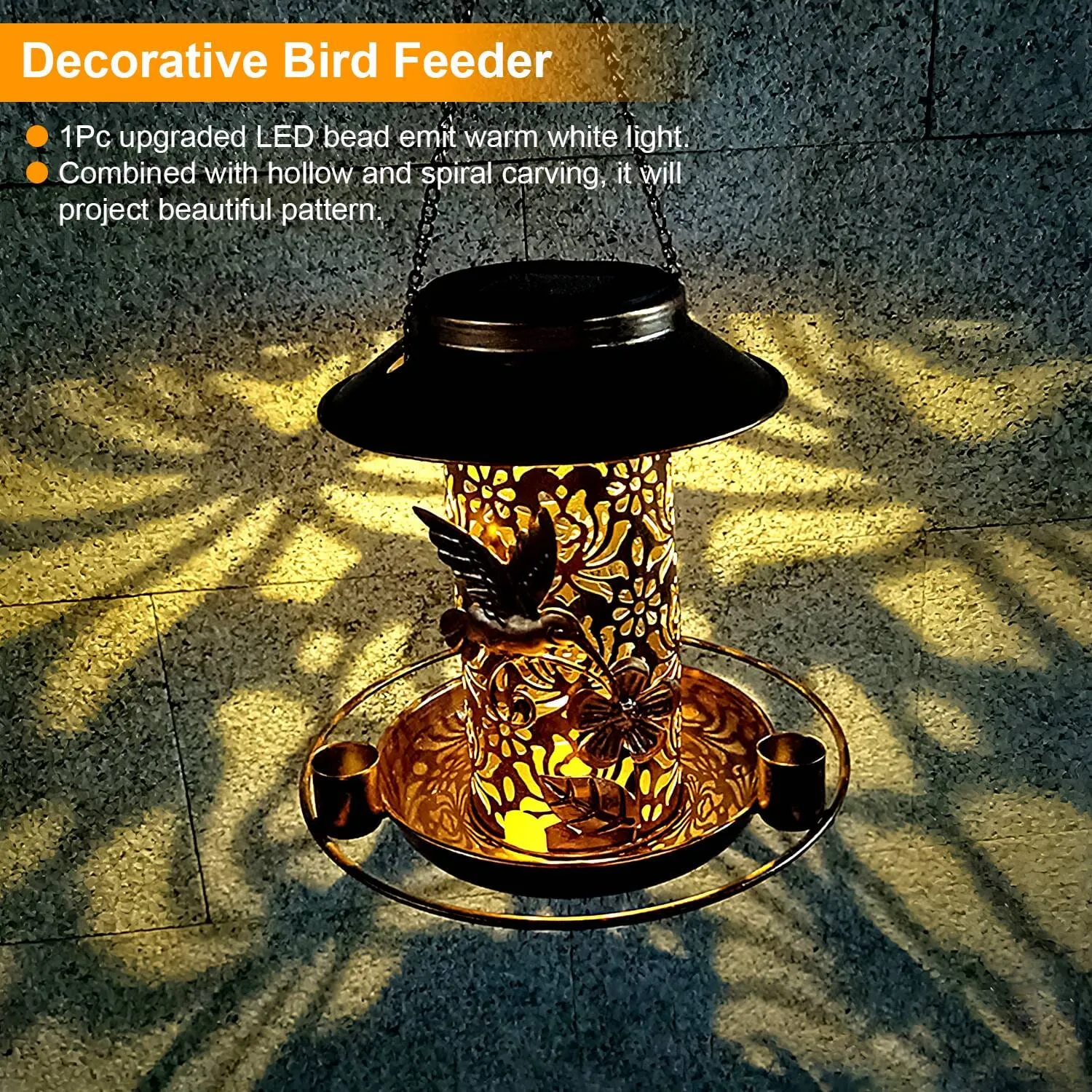 Solar Decorative Hanging Bird Feeder Lantern