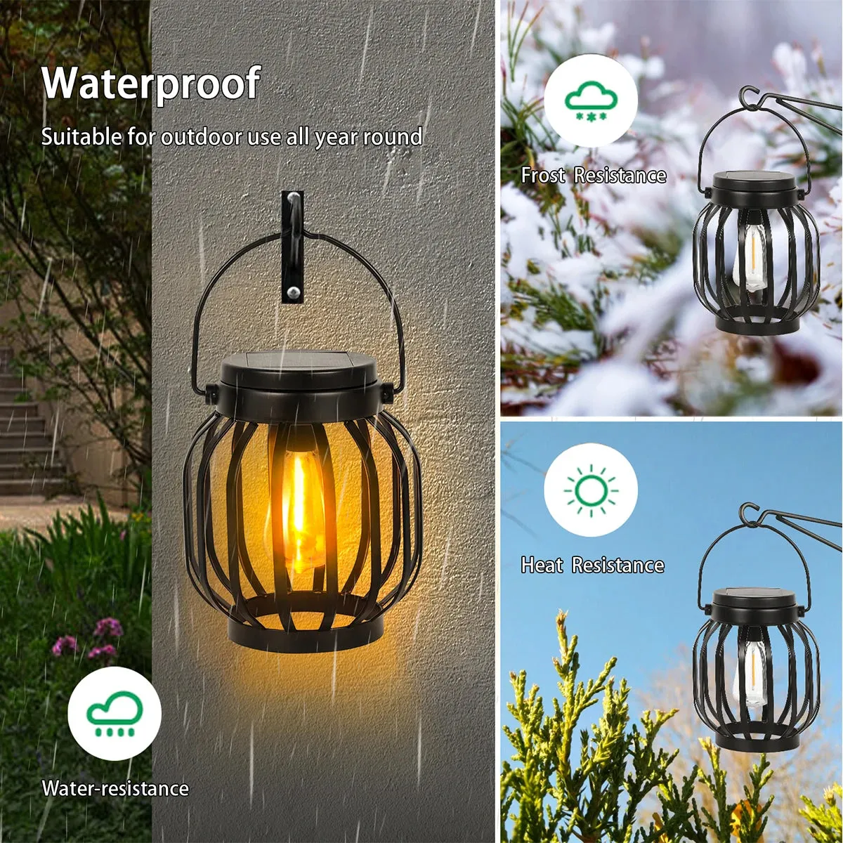 Solar Lanterns Waterproof Outdoor Hanging & Table Lights for Garden, Porch & Patio