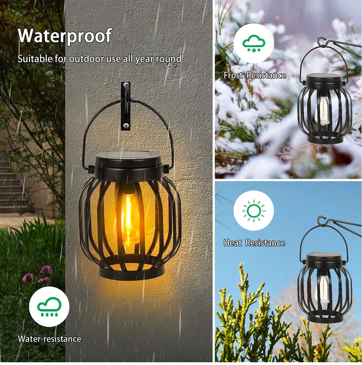 Solar Lanterns Waterproof Outdoor Hanging & Table Lights for Garden, Porch & Patio