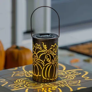 Solar Oil Rubbed Bronze Cut Out Lantern