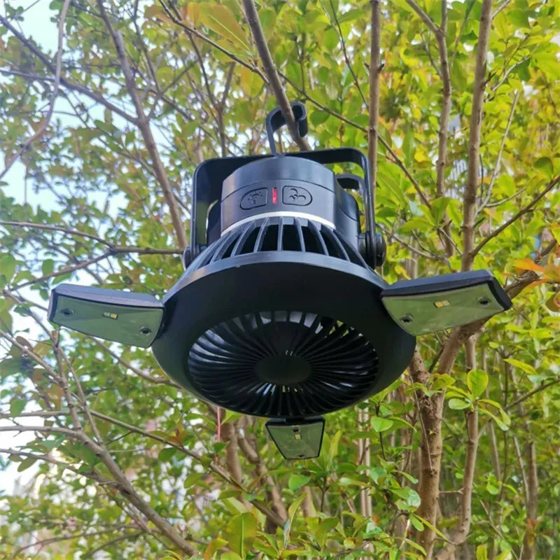 Solar Portable Lanterns with Fan: Outdoor Camping Fan Light