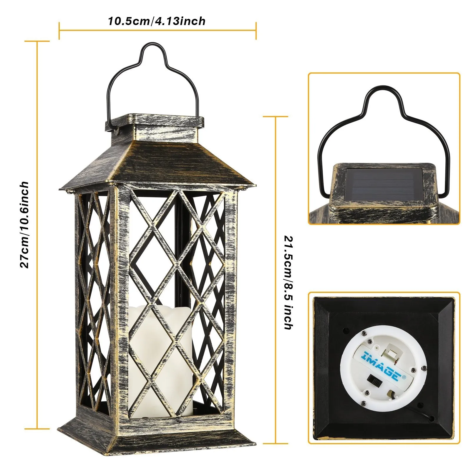 Solar Powered Led Outdoor Lantern Waterproof Candle Hanging Light