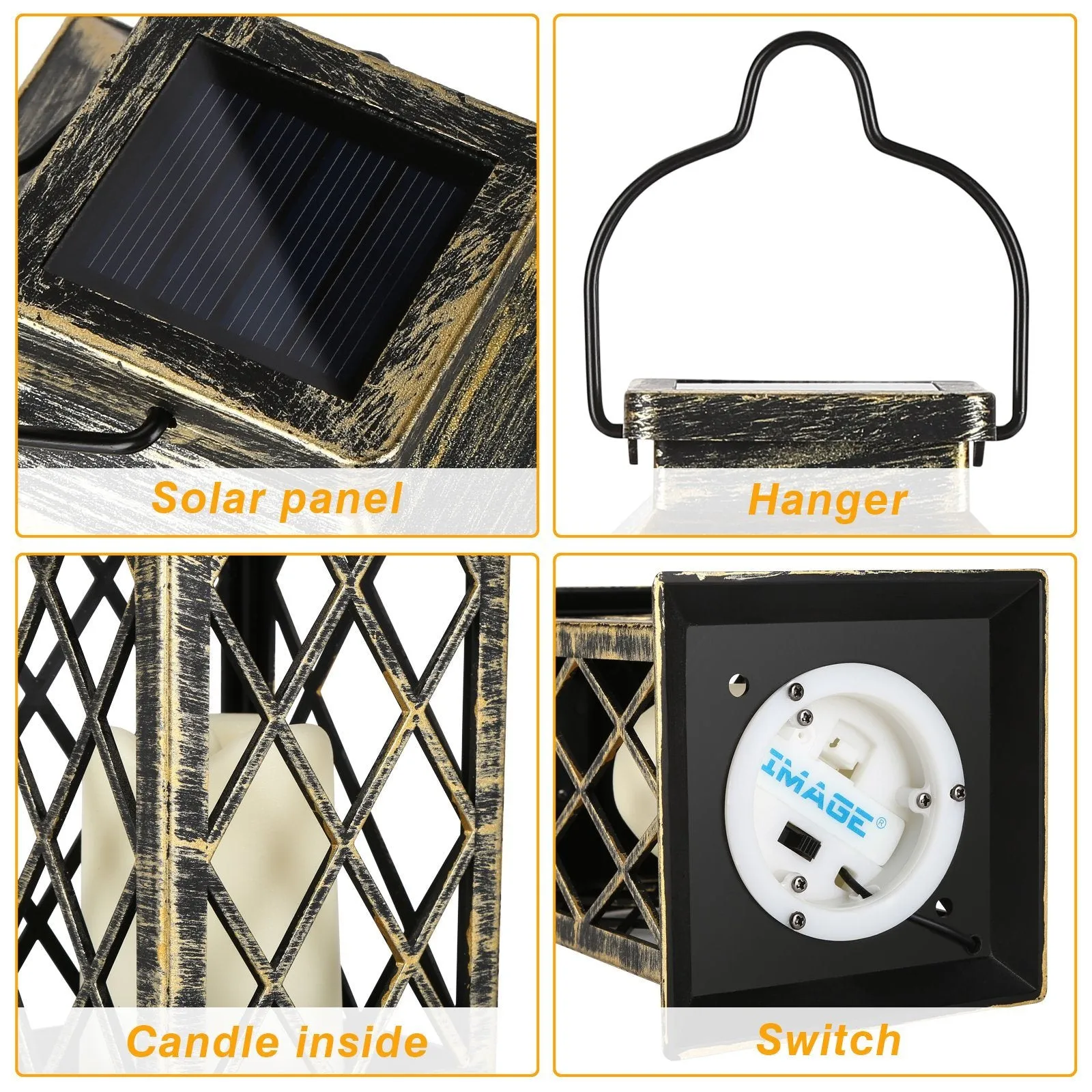 Solar Powered Led Outdoor Lantern Waterproof Candle Hanging Light