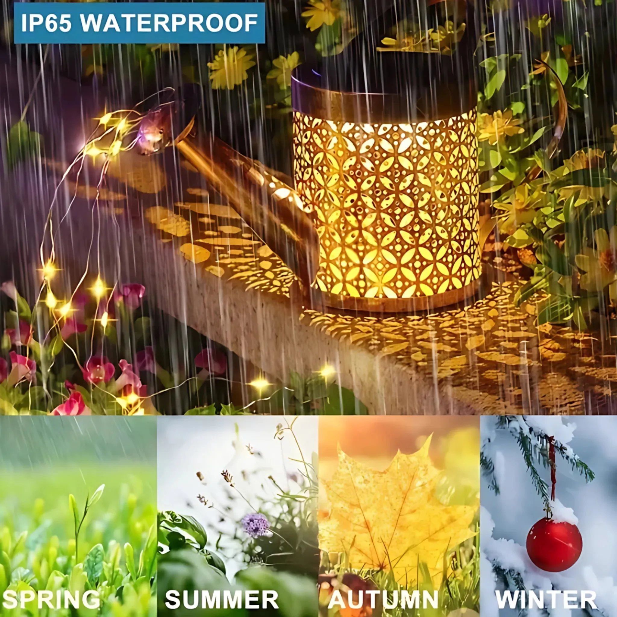 Solar Watering Can Lights - Large Retro Metal Garden Lantern