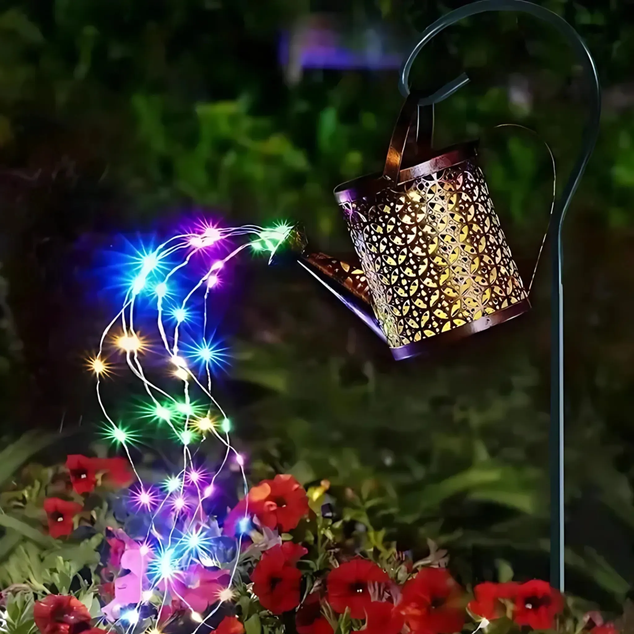 Solar Watering Can Lights - Large Retro Metal Garden Lantern