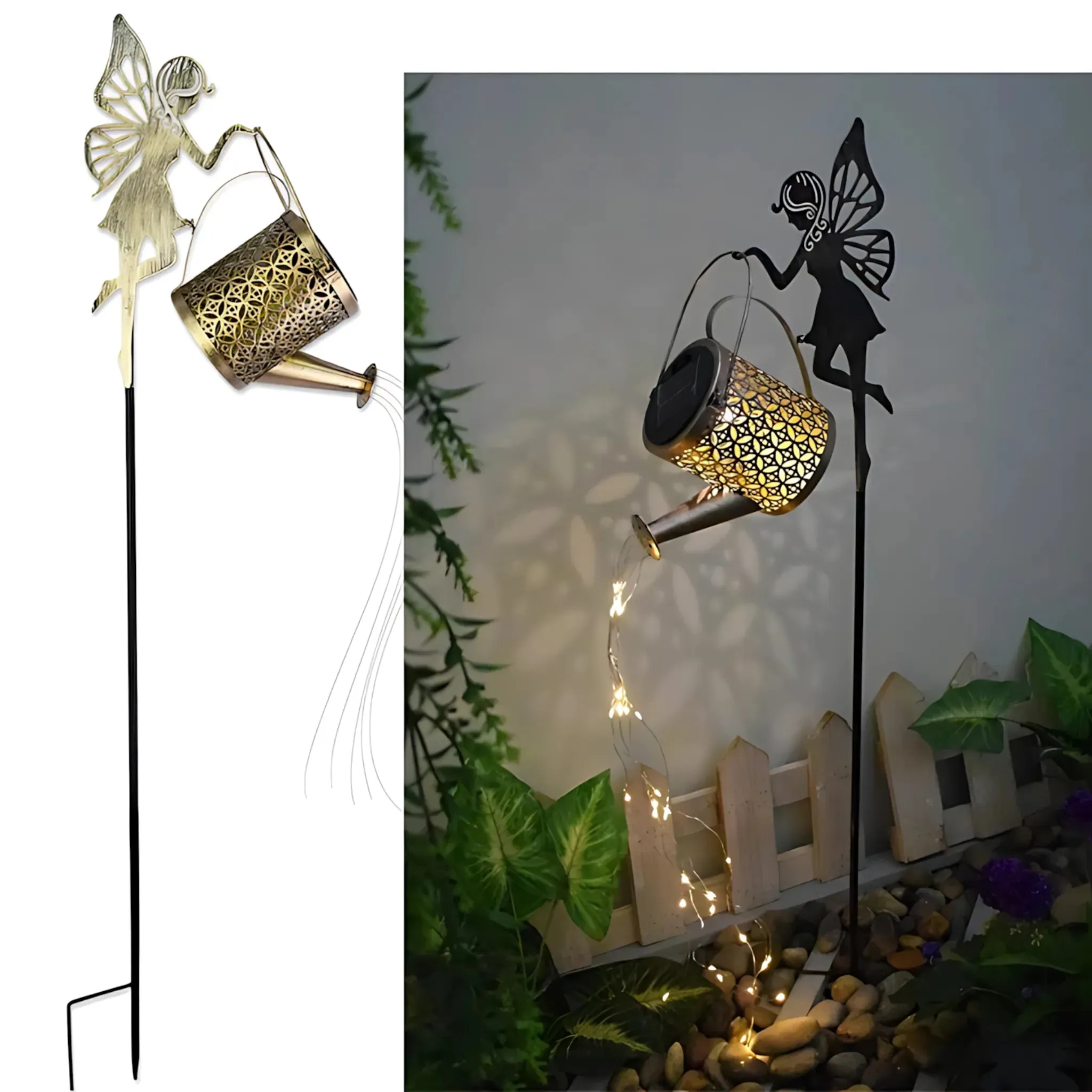 Solar Watering Can Lights - Large Retro Metal Garden Lantern