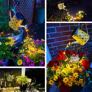 Solar Watering Can Lights - Large Retro Metal Garden Lantern