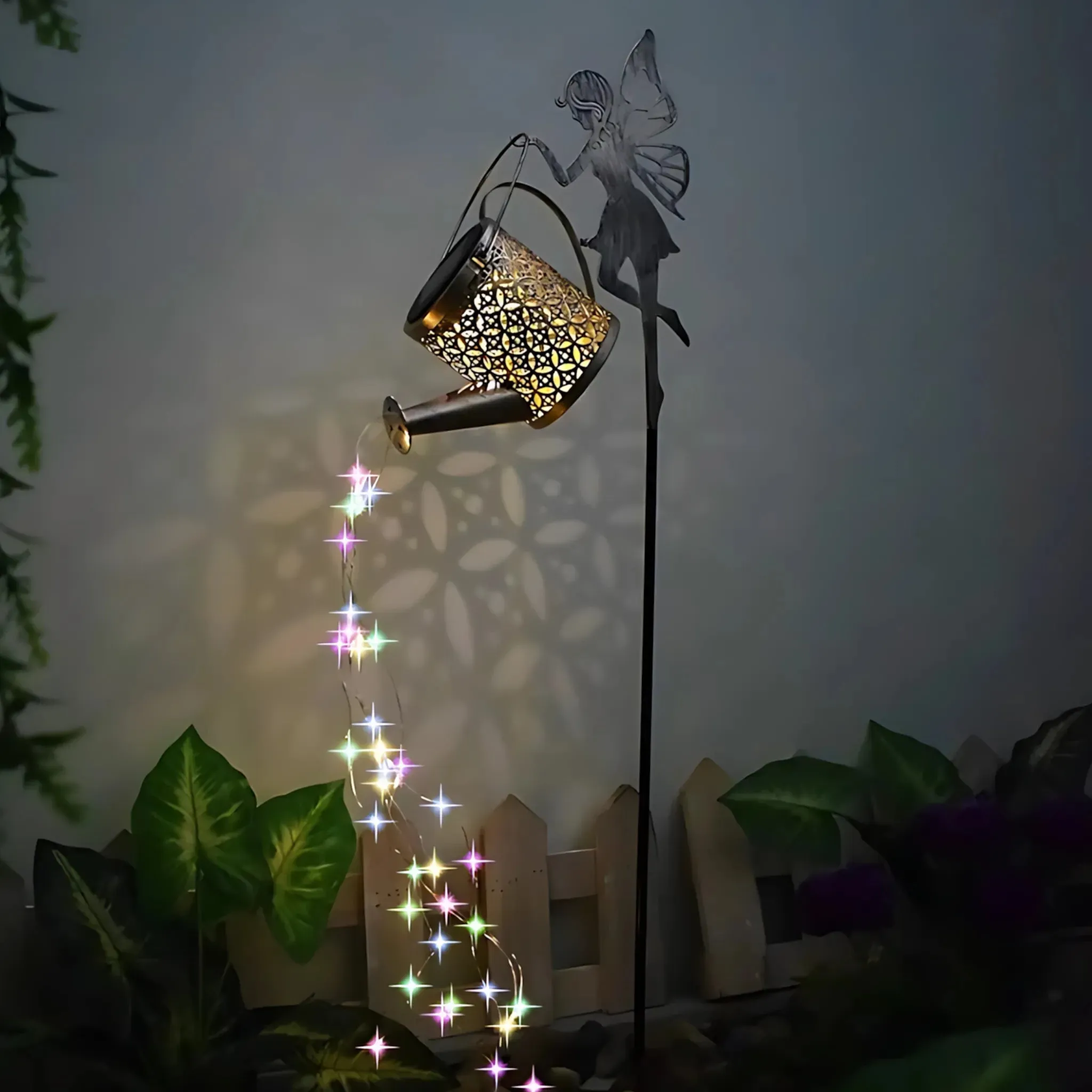 Solar Watering Can Lights - Large Retro Metal Garden Lantern
