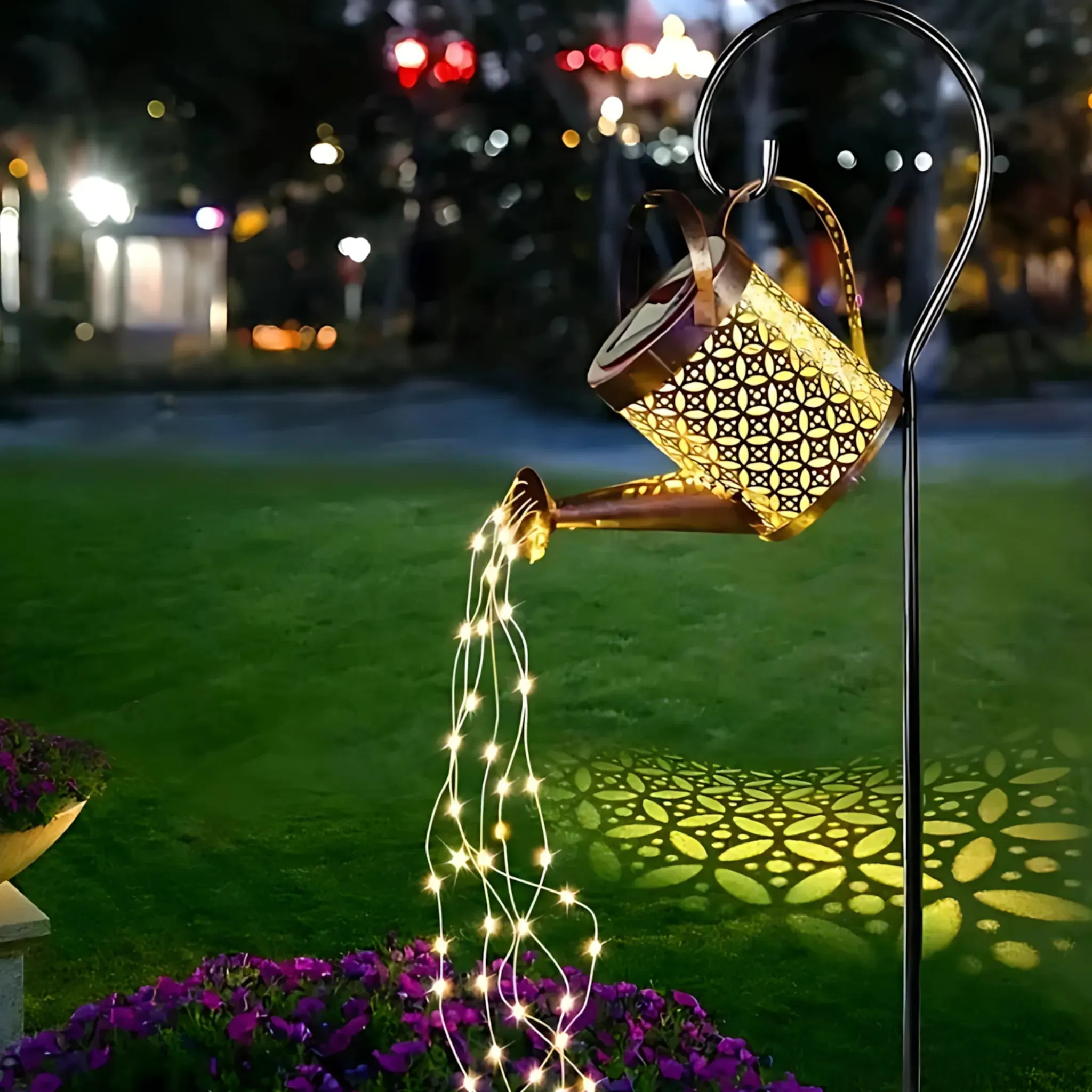 Solar Watering Can Lights - Large Retro Metal Garden Lantern