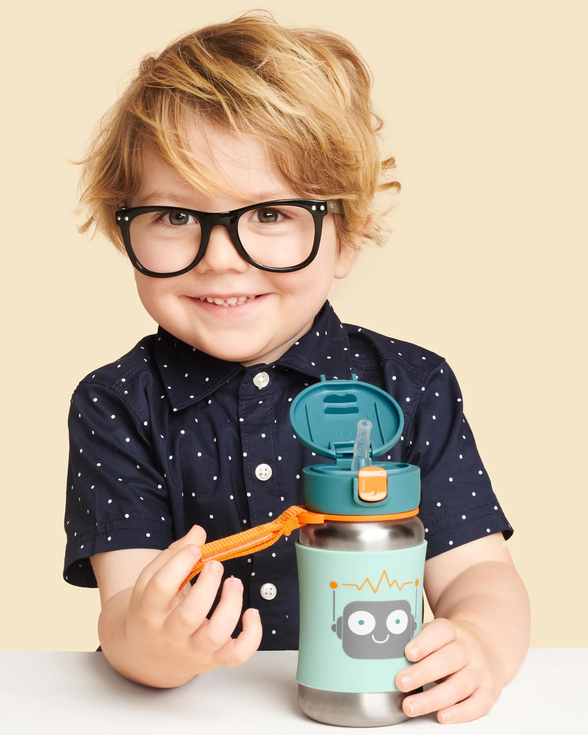 Spark Style Stainless Steel Straw Bottle - Robot | Skip Hop