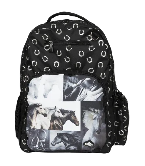Spencil Big Kids Backpack - Black and White Horses