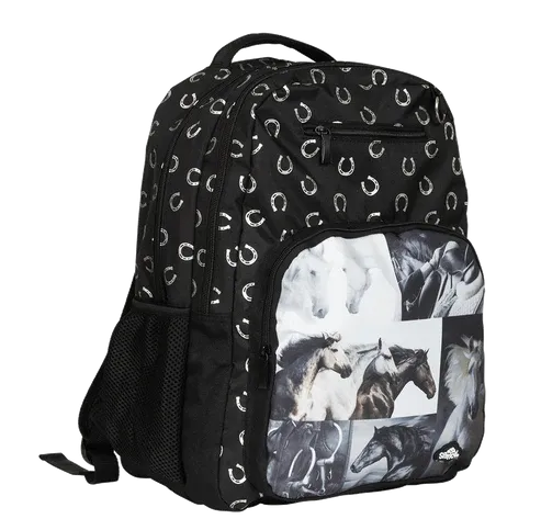 Spencil Big Kids Backpack - Black and White Horses