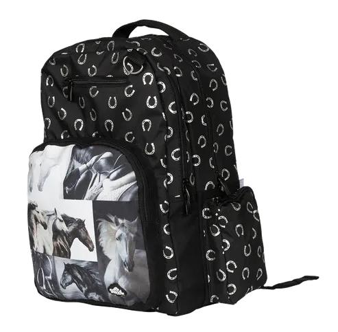 Spencil Big Kids Backpack - Black and White Horses