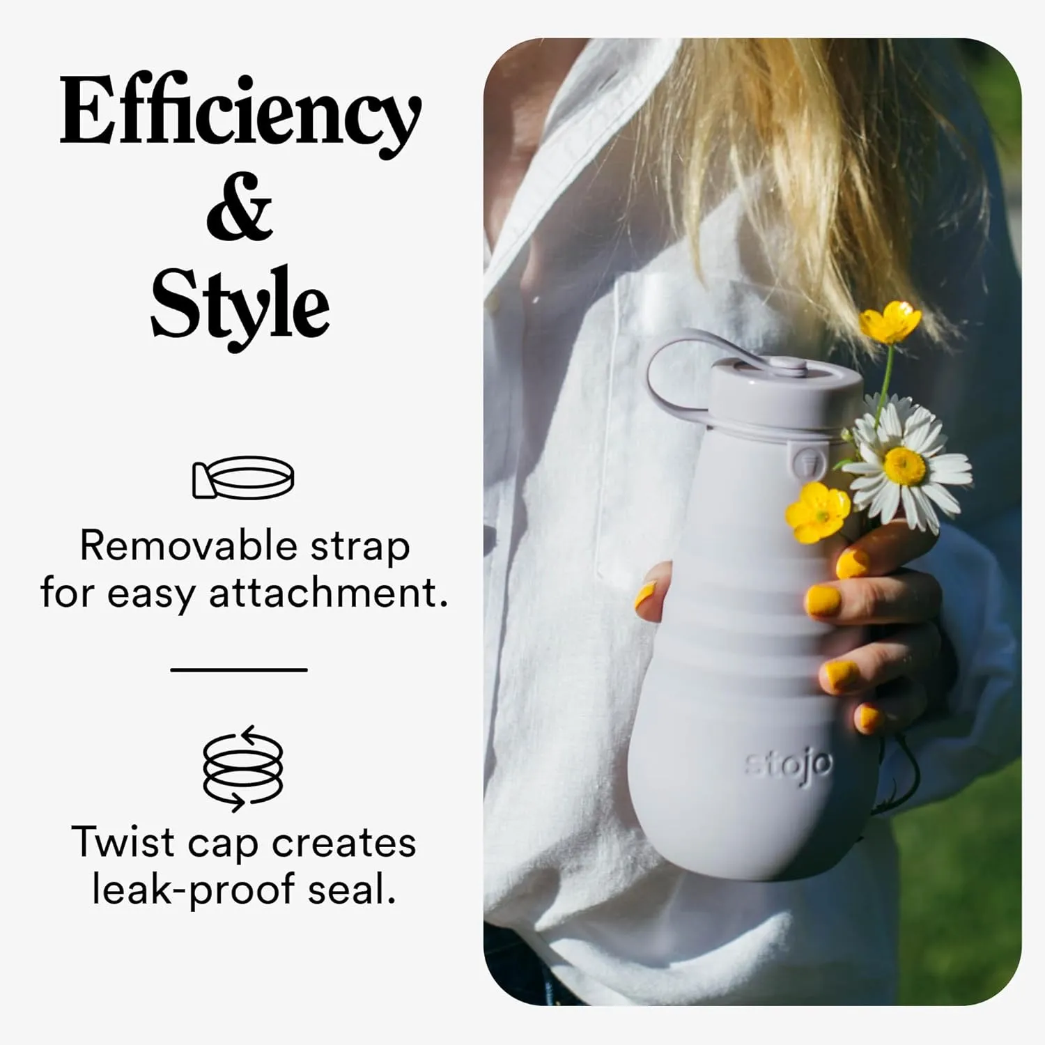 STOJO Collapsible Sports Water Bottle - Leak-Proof Reusable Silicone Travel Cup for Hot & Cold Drinks - Microwave & Dishwasher Safe - AS SEEN ON TODAY SHOW - Parent (Eucalyptus)