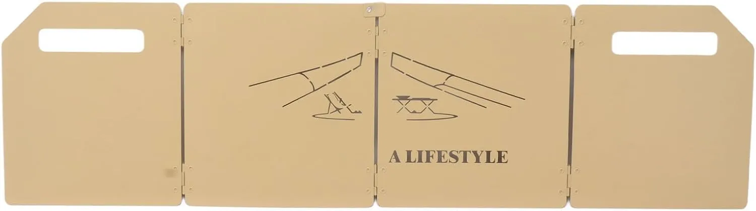Stove Windscreen, Folding Stove Windscreen Riveted Structure Round Edges Oilproof for Outdoors (Khaki)