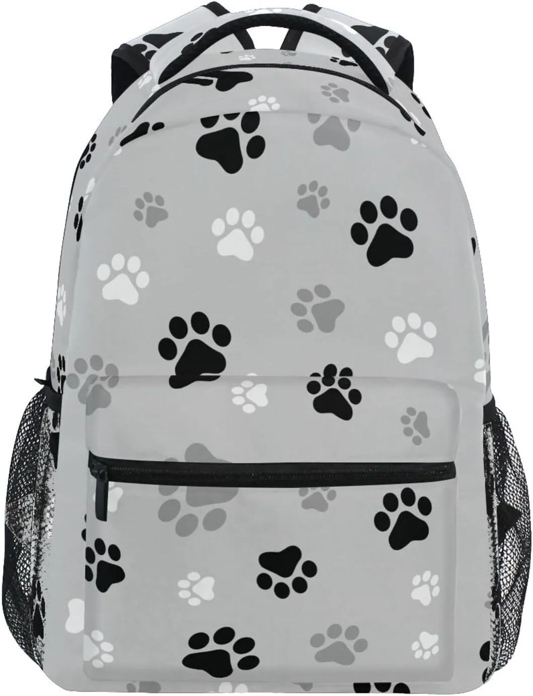 Student Backpack with Name Tag Slot Dog Paw Print Lightweight and Comfortable School Bag Laptop Backpack with Side Pocket