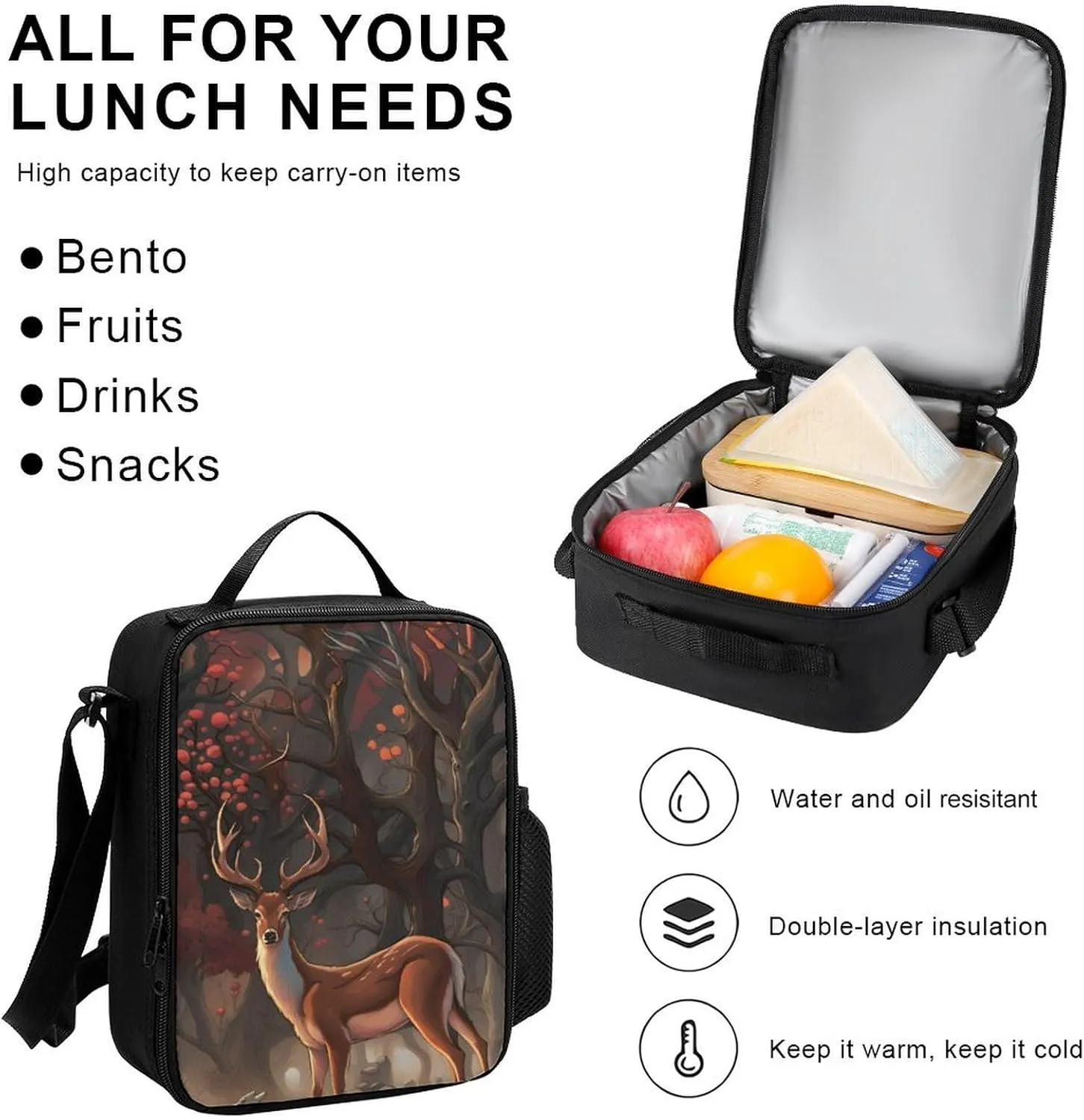 Supdreamc 3 Piece Backpack Big Capacity Carry On Bag for Gym Picnic Walking Cycling - Deer Art, Traveling & Camping Backpack