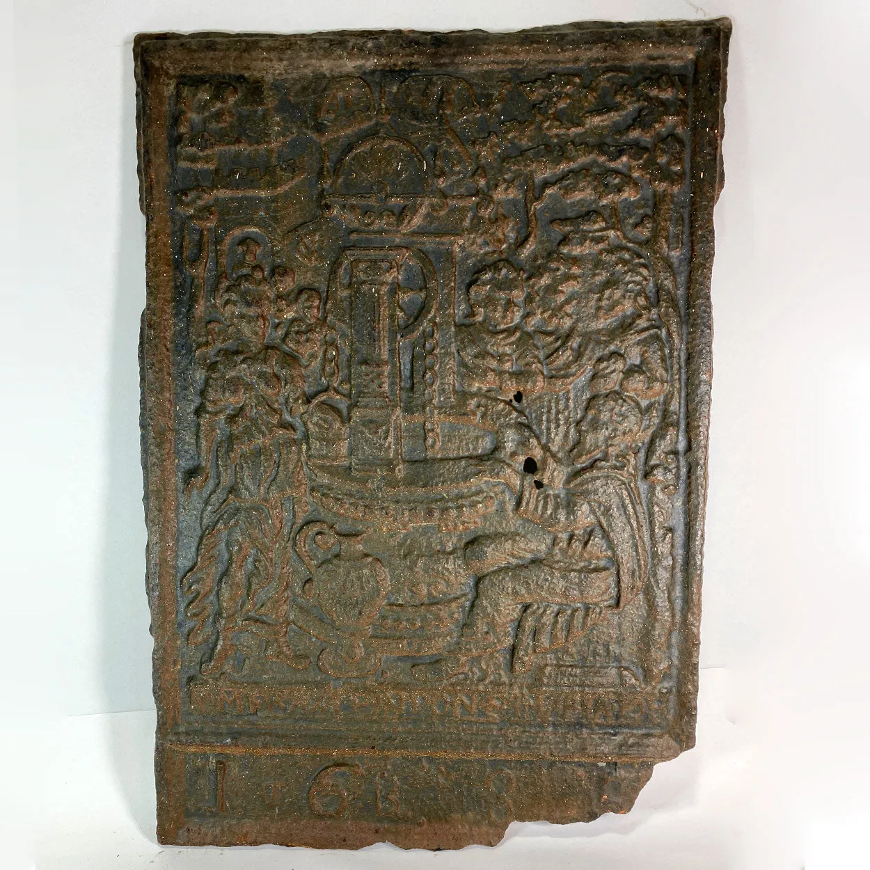 Swedish Baroque Cast Iron Jamb / Five-Plate Stove Plate Panel