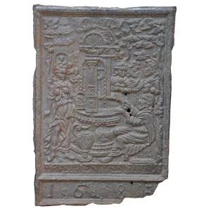 Swedish Baroque Cast Iron Jamb / Five-Plate Stove Plate Panel
