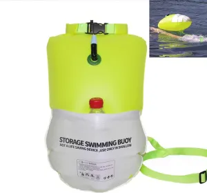 Swimming Buoy,Water Sports Safety Dry Waterproof Bag Float, Multifunctional Inflatable Bag with External Pocket Convenient for Carrying Drinking Water