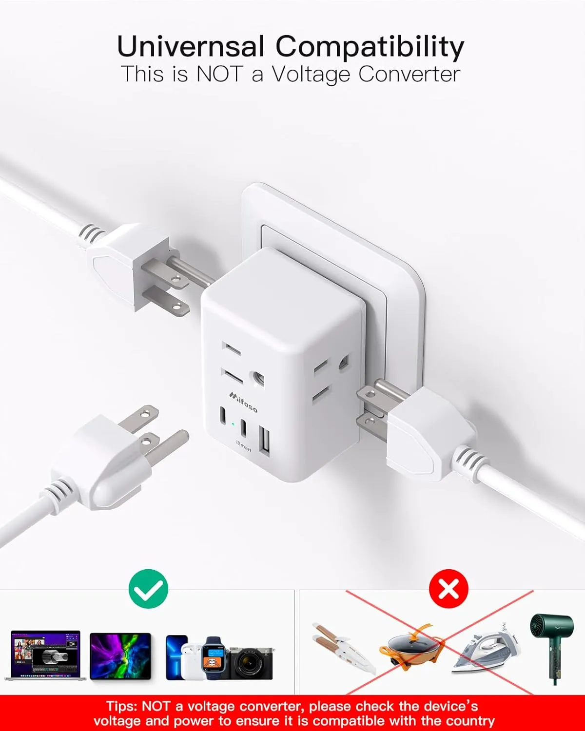 Switzerland Power Adapter, Type J Adaptor Swiss Liechtenstein European Travel Plug Adapter, 3 Outlets 3 USB Charging Ports(2 USB C), 2 Pack