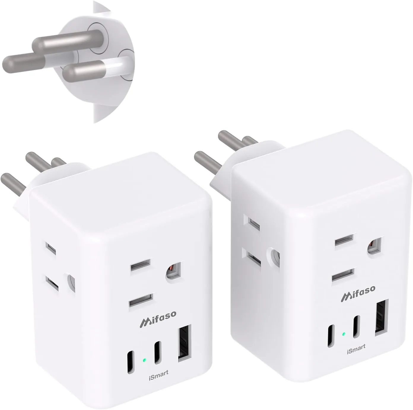 Switzerland Power Adapter, Type J Adaptor Swiss Liechtenstein European Travel Plug Adapter, 3 Outlets 3 USB Charging Ports(2 USB C), 2 Pack