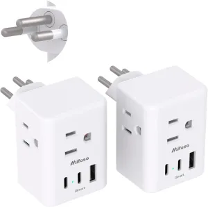 Switzerland Power Adapter, Type J Adaptor Swiss Liechtenstein European Travel Plug Adapter, 3 Outlets 3 USB Charging Ports(2 USB C), 2 Pack