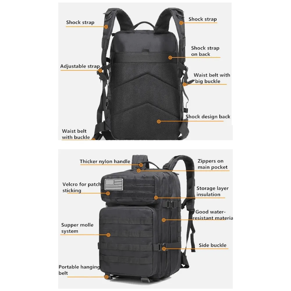 Tactical 45L Molle Rucksack Backpack | Military 3P Tactical Backpack