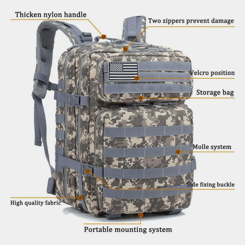 Tactical 45L Molle Rucksack Backpack | Military 3P Tactical Backpack