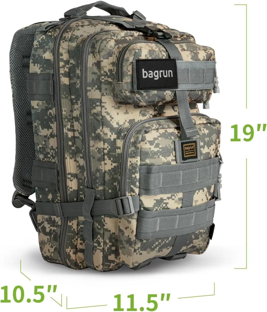 Tactical Military Backpack - Military Grade Molle Army Bag with Multiple Storage for Hiking Trekking (Digital Camouflage)