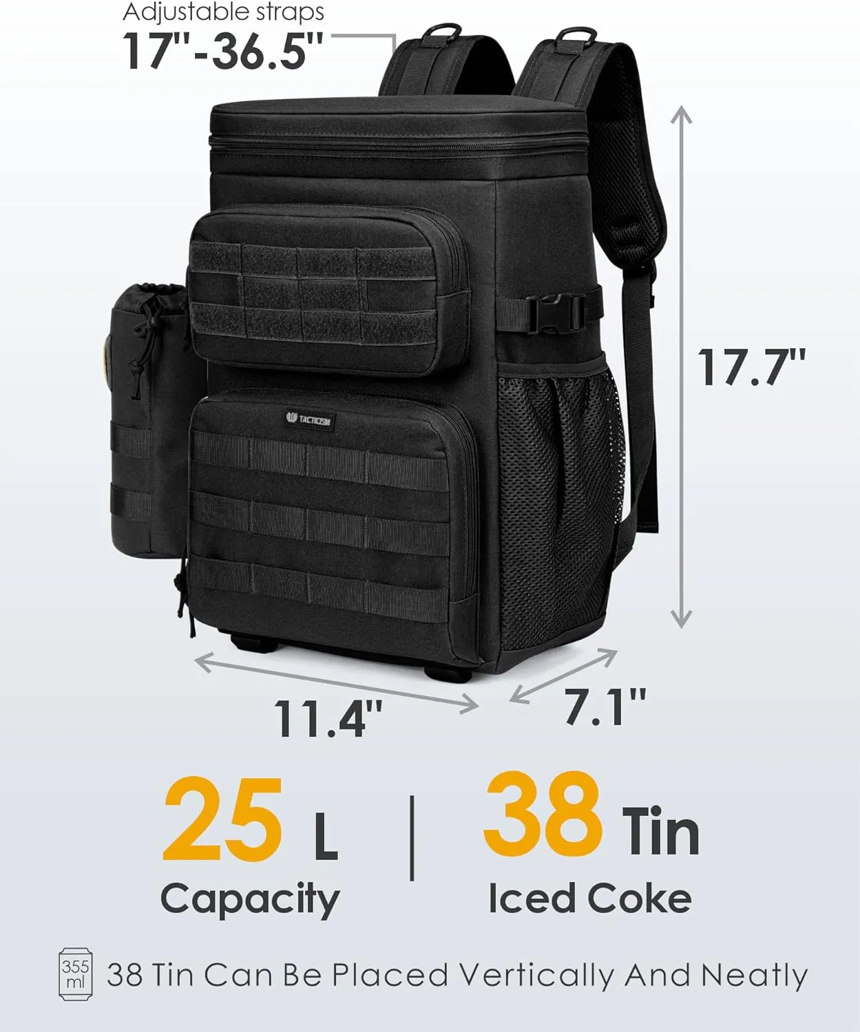 TACTICISM Tactical Cooler Backpack 25L - Molle Insulated Lunch Backpack for Men Women Adult - Heavy-Duty Waterproof Leak Proof Cooler Bag Ice Chest as Gift for Work Camping Fishing Hiking Accessories
