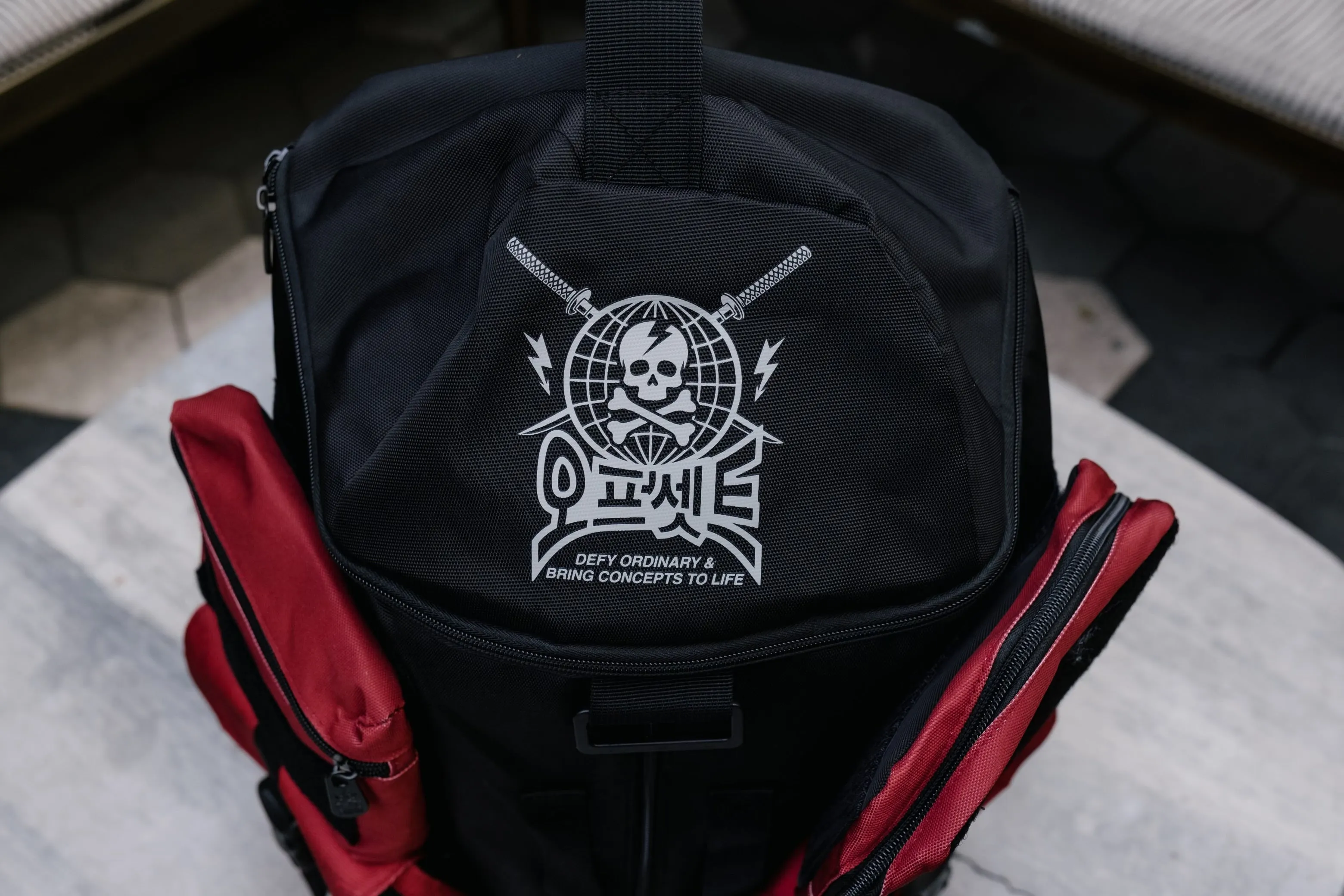 TBG-14 Techwear Style SHWA Red Buffle Bag - 2-in-1 Backpack and Duffle Bag