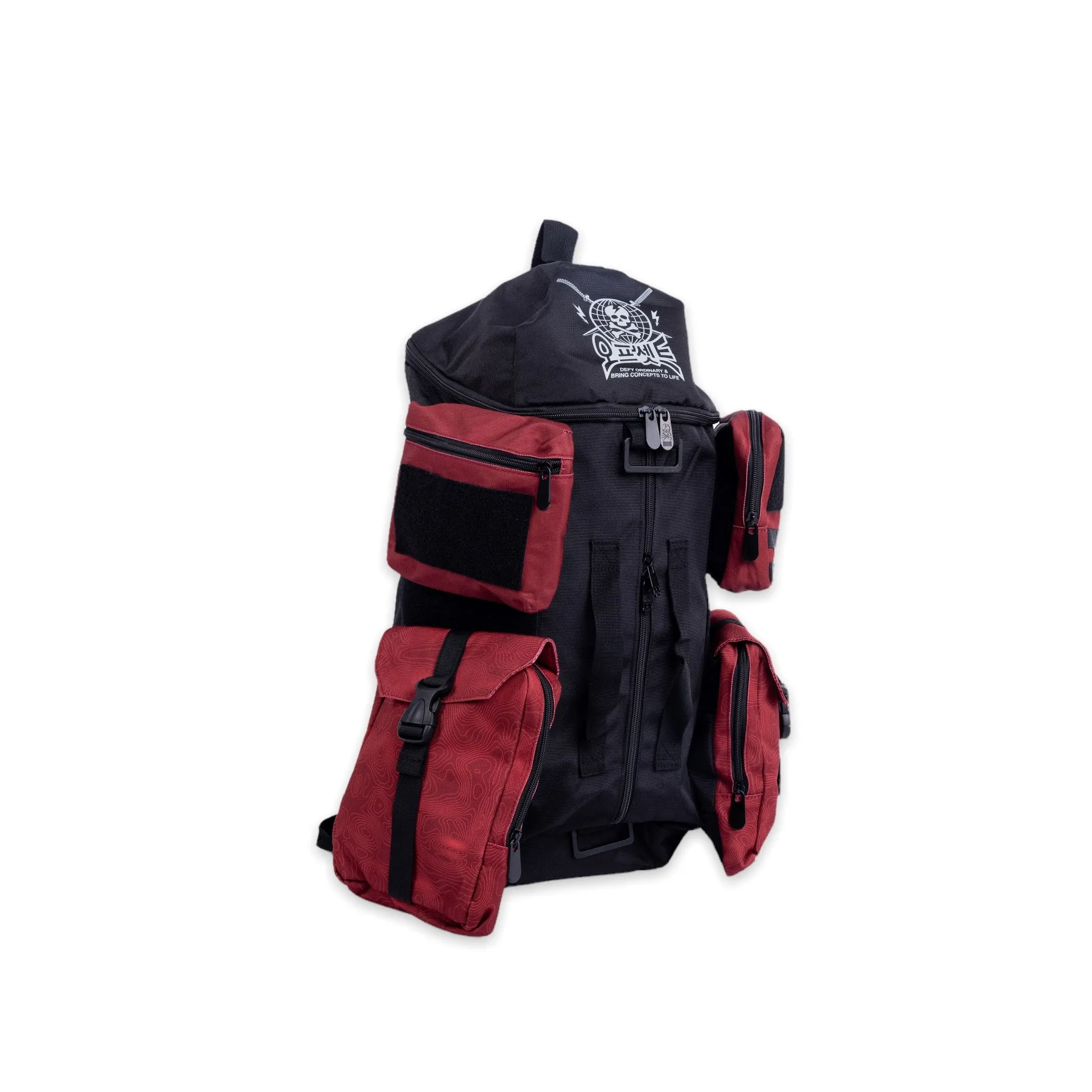 TBG-14 Techwear Style SHWA Red Buffle Bag - 2-in-1 Backpack and Duffle Bag