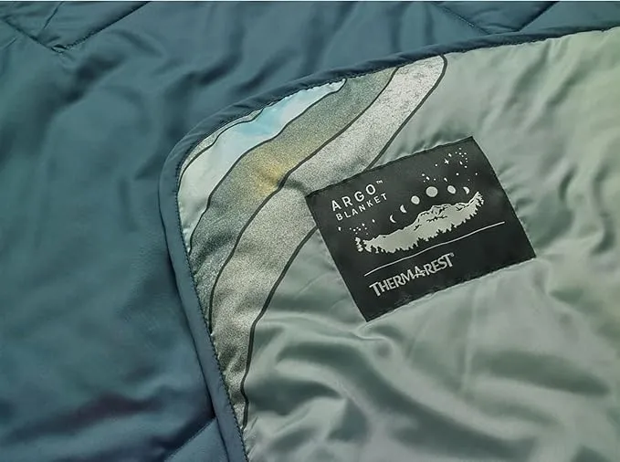 Therm-a-Rest Argo Insulated Camping and Backpacking Blanket, Sage Topo Wave Print