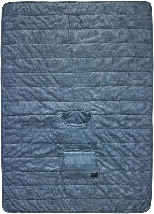 Therm-a-Rest Honcho Poncho Wearable Hoodie Blanket, Blue Woven Print