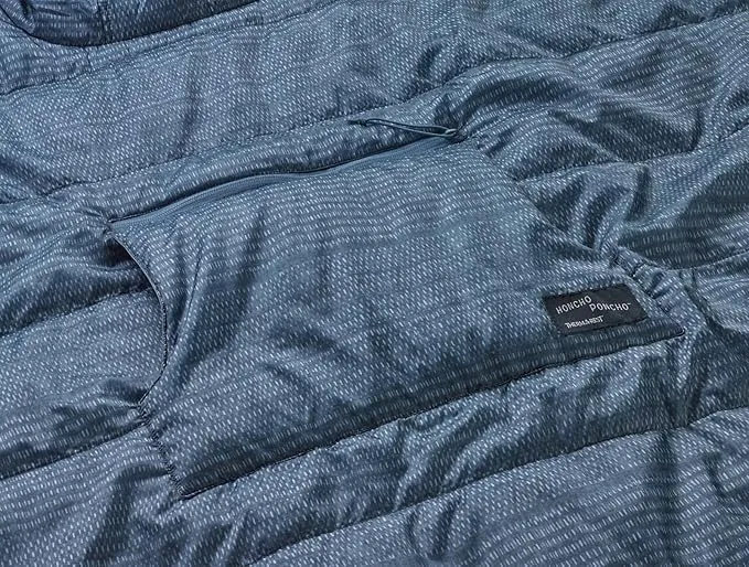 Therm-a-Rest Honcho Poncho Wearable Hoodie Blanket, Blue Woven Print