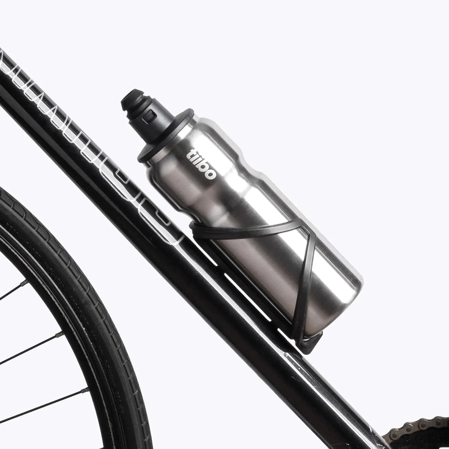 tiibo Vacuum Insulated Stainless Steel Bike Water Bottle, Double Wall, No-Squeeze, Fast Flow Sport Nozzle, Designed for Cycling, Biking, Fitness & Sports, Fits Most Bike Cages (Brushed, 17OZ)