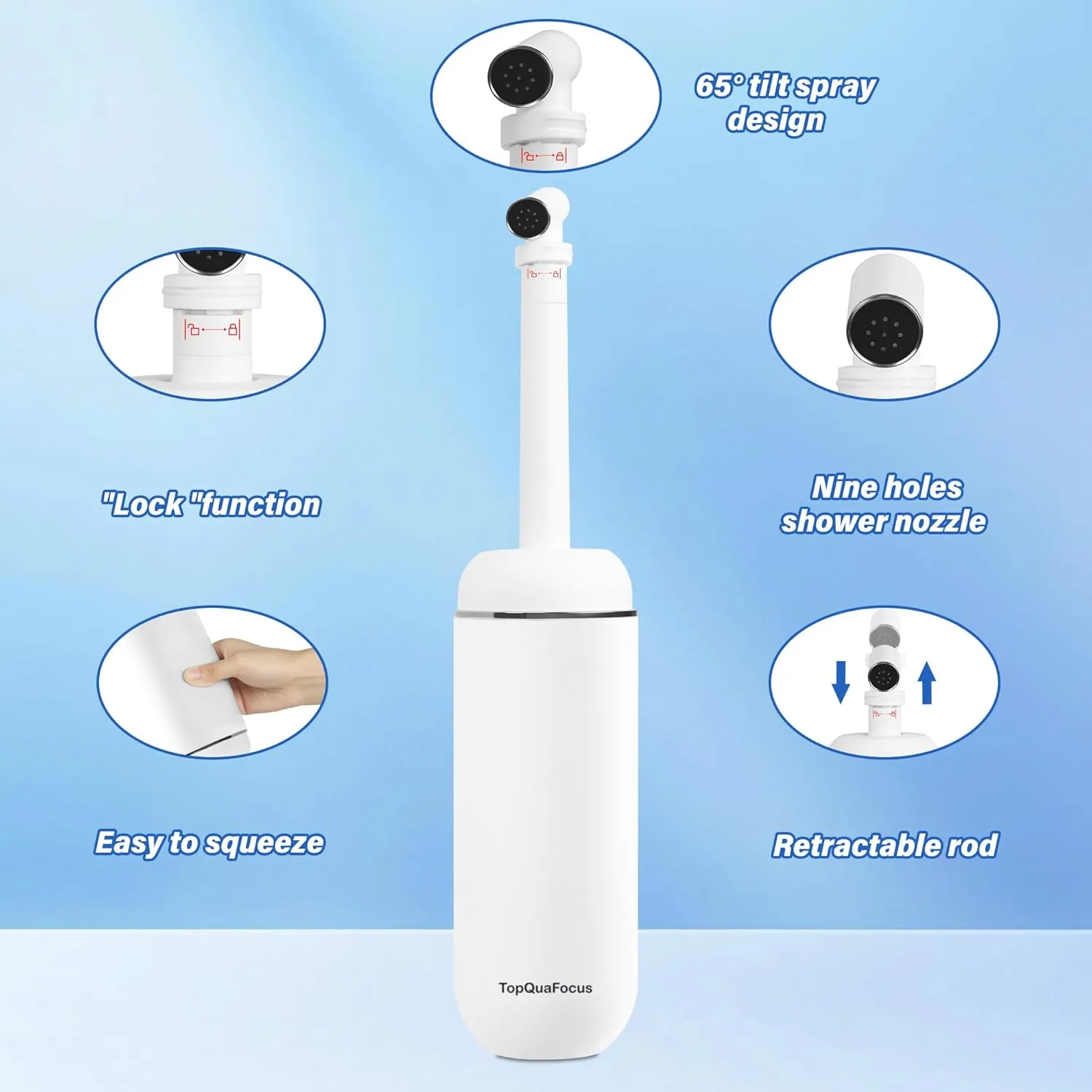 TopQuaFocus Portable Bidet for Travel,380ml Postpartum Care Peri Bottle for Feminine Hygiene,Baby Bathing,Pain Relief and Hemmoroid Treatment-White
