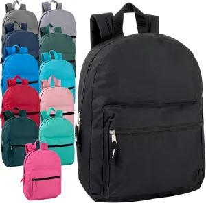 Trail maker Wholesale 15 Inch Kids Backpacks in Bulk With Padded Straps, 24 Pack Small Backpacks for Kids Bulk (12 Color Assortment)