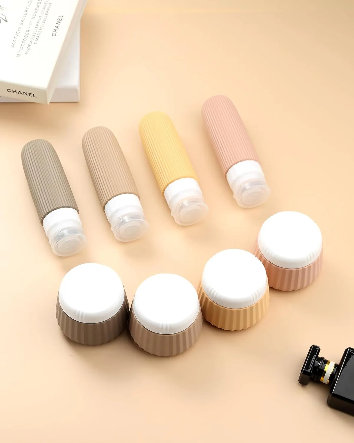 Travel Bottles 8 Pack, TSA Approved 3 oz Toiletries Containers, Leak Proof Silicone Squeezable Essentials Jars with Clear Bag