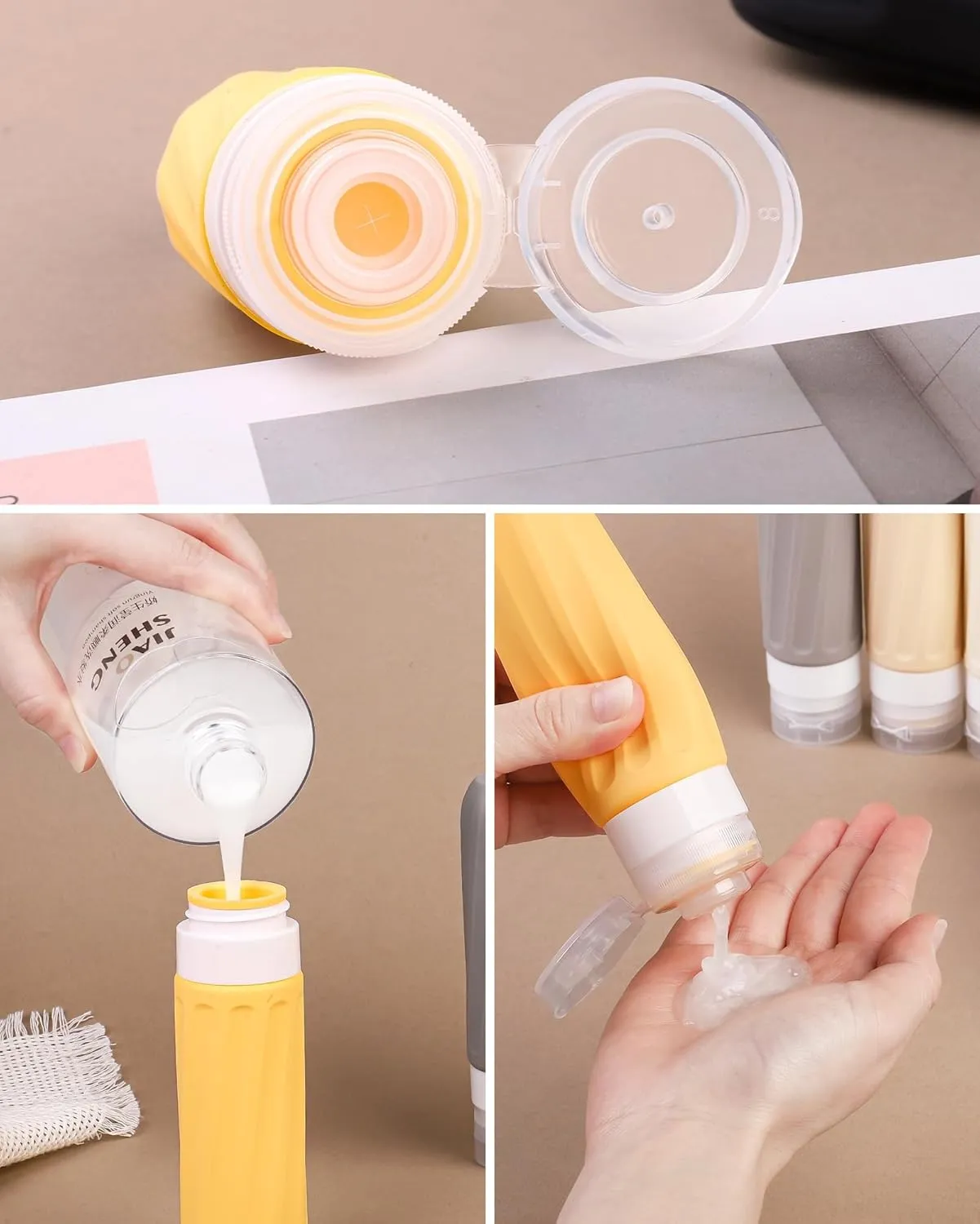 Travel Bottles for Toiletries 8 Pack, Travel Size Toiletries, Tsa Approved Travel Size Containers 3oz, with Travel Essentials Clear Bag, Leak Proof Silicone Squeezable Creams Jars