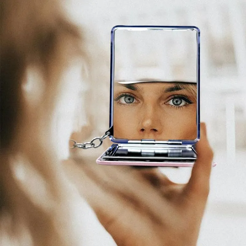 Travel in Style with a Folding Cosmetic Mirror Keychain Compact Round Pocket Mirror for Women for Girlfriend